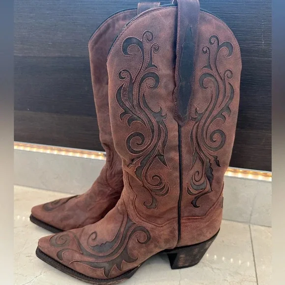 Worn Once Unique Dan Post Leather Cowgirl Boots - Picture 1 of 6